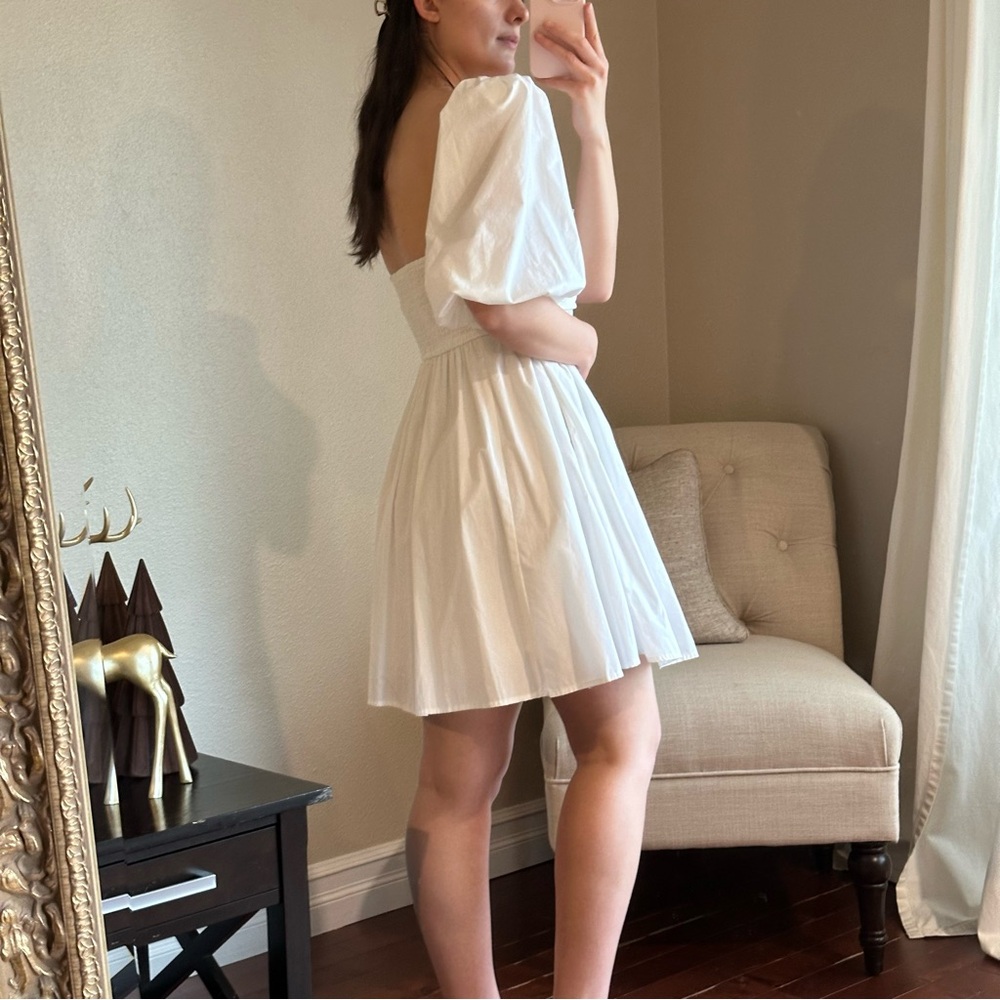 Abercrombie & Fitch White Puff Sleeve Mini Dress - Picture 4 of 8